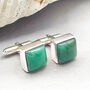 Jade Sterling Silver Cufflinks, thumbnail 1 of 3