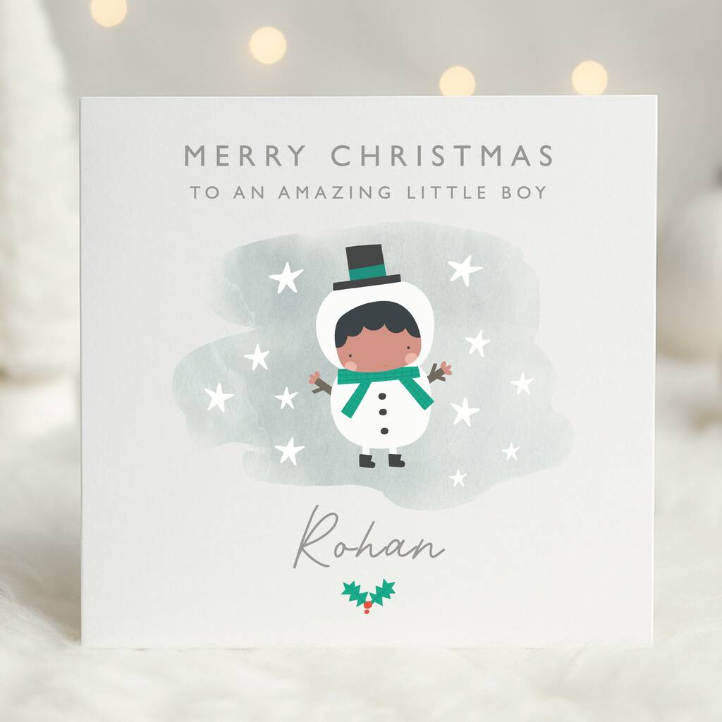 Funny Boy In A Snowman Costume Card