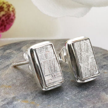Muonionalusta Meteorite Sterling Silver Earrings, 5 of 7