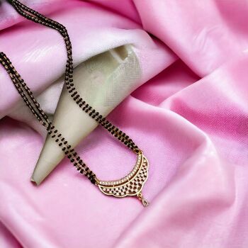 Nazaria Zircon Mangalsutra Black Beads Necklace, 5 of 5