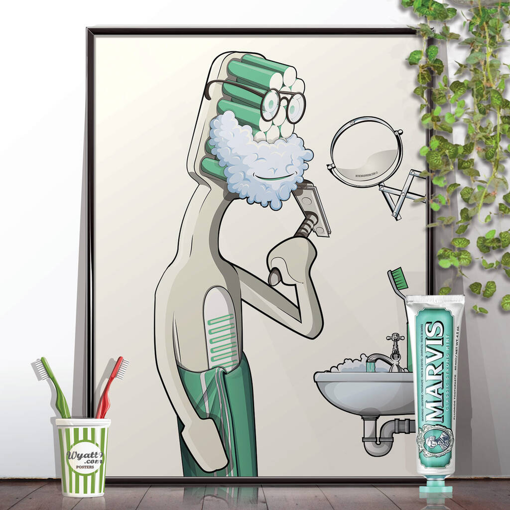 Toothbrush Using The Bathroom, Fun Art, 1 of 7