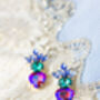 Turquoise Heart Gem Layer Stud Earrings, thumbnail 2 of 3