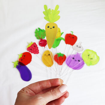 Set Of 12 Cute Veg And Fruit Plant Markers, 2 of 10
