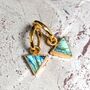 'The Triangle' Labradorite Gold Plated Earrings, thumbnail 2 of 5