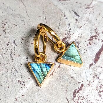 'The Triangle' Labradorite Gold Plated Earrings, 2 of 5
