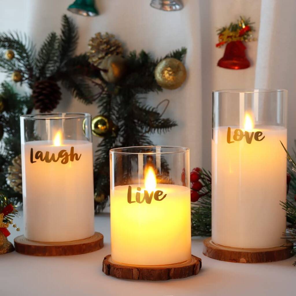 Three Glass Flameless Battery Operated LED Candles By Momentum ...