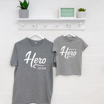 Hero Father And Son T Shirt And Babygrow Set, 2 of 4