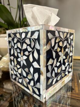 Mother Of Pearl Inlay Tissue Box | Twilight Luxe, 6 of 6