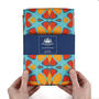Moroccan Flower Blue Orange Tea Towel, thumbnail 7 of 11