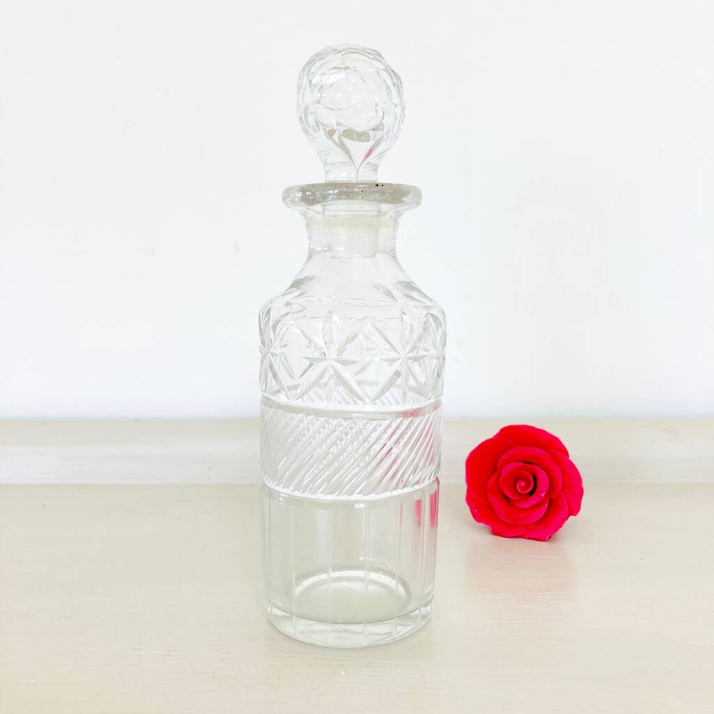 Vintage Decorative Etched Glass Perfume Bottle ~ Seven, 1 of 3