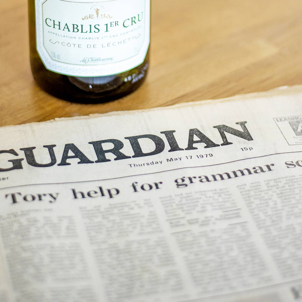 Chablis Premier Cru Wine With Newspaper Gift Set By Jonny's Sister