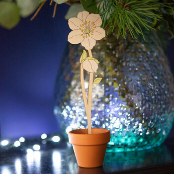 Wooden Christmas Rose With Personalised Terracotta Pot, 2 of 8