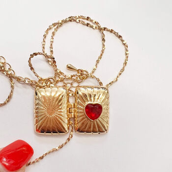 Retro Heart Starburst Keepsake Locket Necklace In A Box, 6 of 12