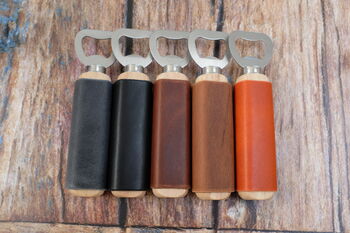 Leather Wrapped Bottle Opener Groomsmen Gift, 3 of 5