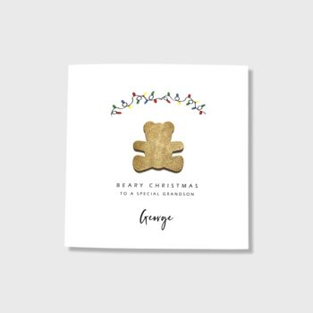 Personalised Beary Christmas Card Grandson Granddaughter, 8 of 11