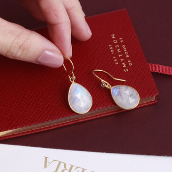 Moonstone Earrings With Blue Topaz, 4 of 8