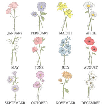 Personalised Flower Of Month Family Heart, 7 of 8