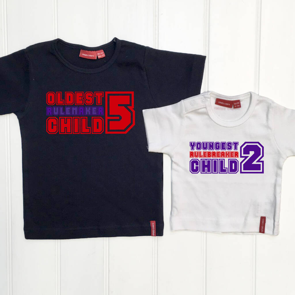 Personalised Siblings Rule T Shirt Set, 1 of 9
