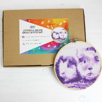 Purple Stitch A Selfie Cross Stitch Kit, 9 of 11