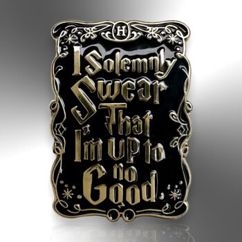 Gothic Style I Solemnly Swear I'm Up To No Good Scroll Enamel Pin Brooch, Marauder's Map Spell, Fantasy Gifts For Children, 3 of 8