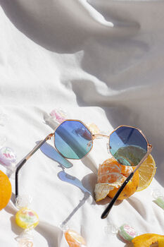 Blue Green Hexagon Metal Frame Gradient Sunglasses, 2 of 3