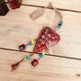 Hand Painted Red Heart Wind Chime Bell With Beads, thumbnail 8 of 10