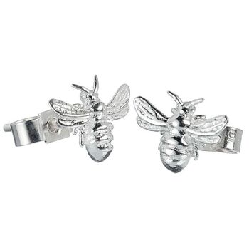 Sterling Silver Bee Stud Earrings, 3 of 6