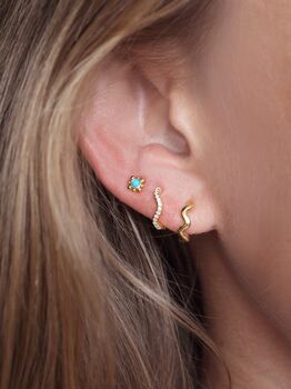 Turquoise Deya Tiny Gold Stud Earrings, 2 of 7