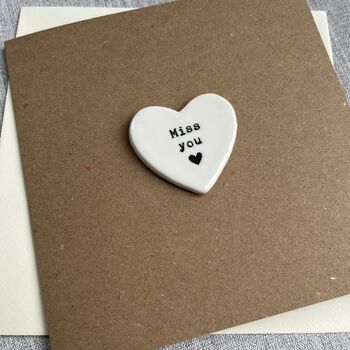 Miss You Porcelain Heart Keepsake Card, 4 of 5