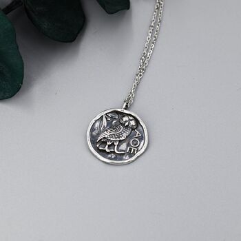Sterling Silver Oxidised Greek Coin Pendant Necklace, 7 of 12
