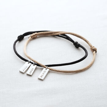 Men's Personalised Cord Pendant Bracelet, 2 of 4