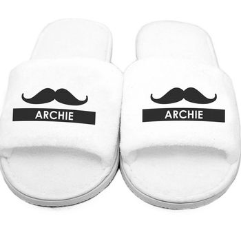 Personalised 'Moustache' Velour Slippers, 2 of 2