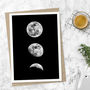 Three Phase Full Moon Print In Black And White, thumbnail 2 of 4
