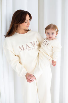 Mama Est Embroidered Personalised Jumper And Jogger Set Matching Mini Available, 9 of 12