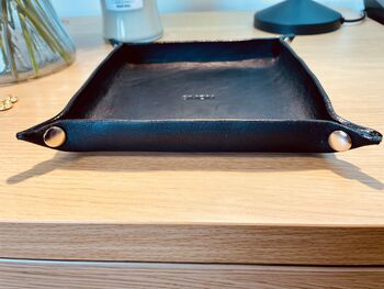 Personalised Black Leather Desk Accessories Tray, 7 of 12