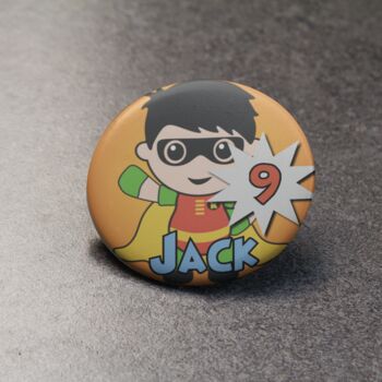 Personalised Baby Superhero Birthday Badge, 7 of 9