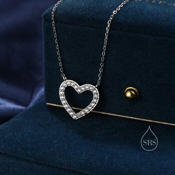 Open Heart Cz Necklace In Sterling Silver, 4 of 11