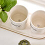 Grow Thrive Flourish White Ceramic Herb Mini Plant Pots, thumbnail 2 of 4