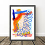 Blue And Orange Abstract Leaf Art Print, thumbnail 11 of 12