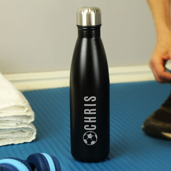 Personalised Football Metal Insulated Drinks Bottle, 2 of 2