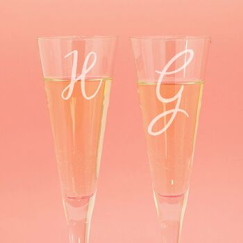 Personalised Initial Pair Of Champagne Flutes, 2 of 2