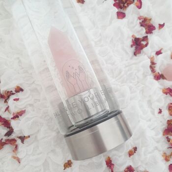 Rose Quartz Crystal Glass Water Bottle For Self Love, 2 of 6
