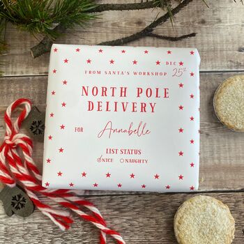 North Pole Special Delivery Personalised Wrapping Paper, 5 of 9