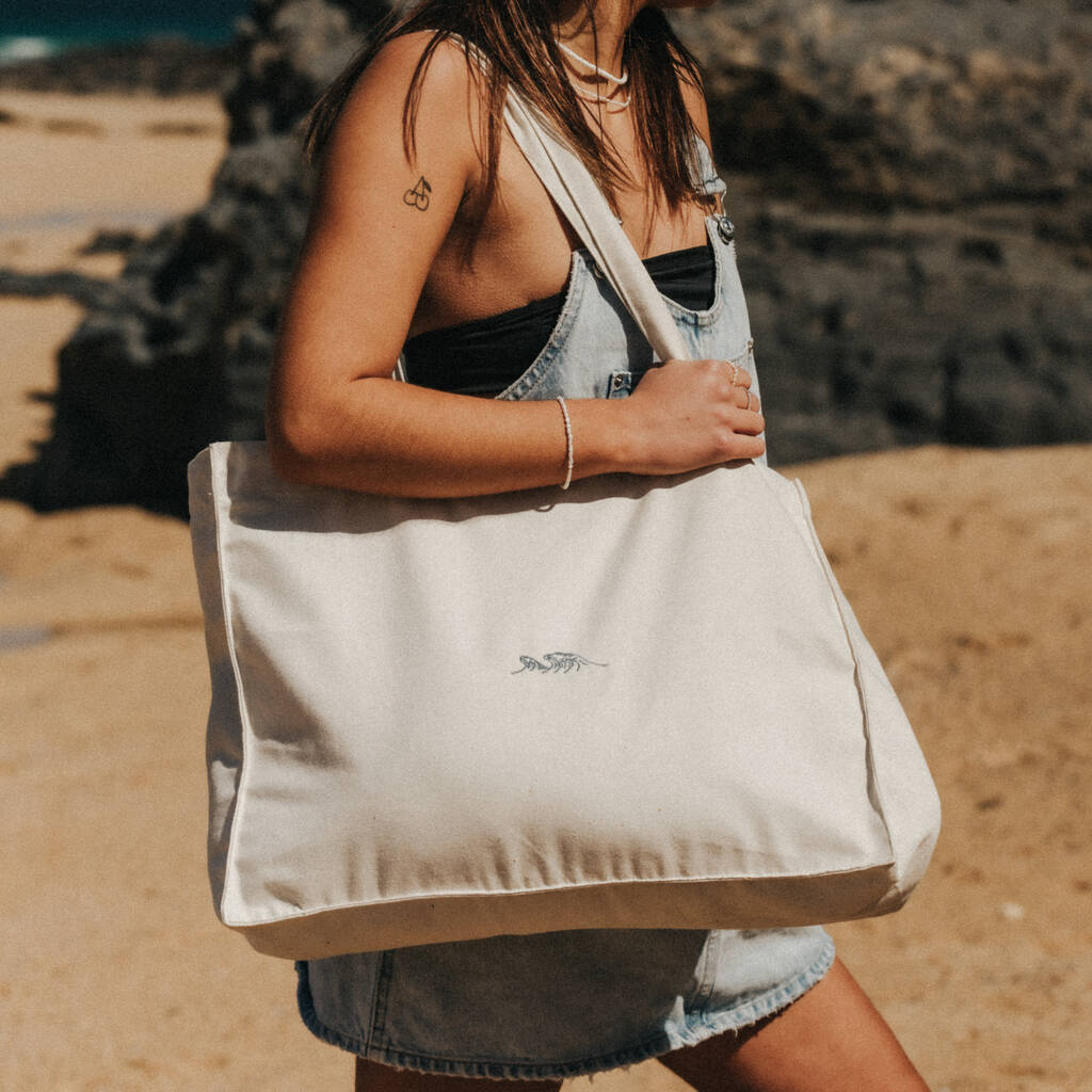 Wave Embroidered Beach Bag, 1 of 8