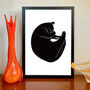 Cat Nap Black And White Linocut Art Print, thumbnail 5 of 7