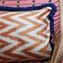 Orange Chevron Patterned Silk Cushion, thumbnail 2 of 2