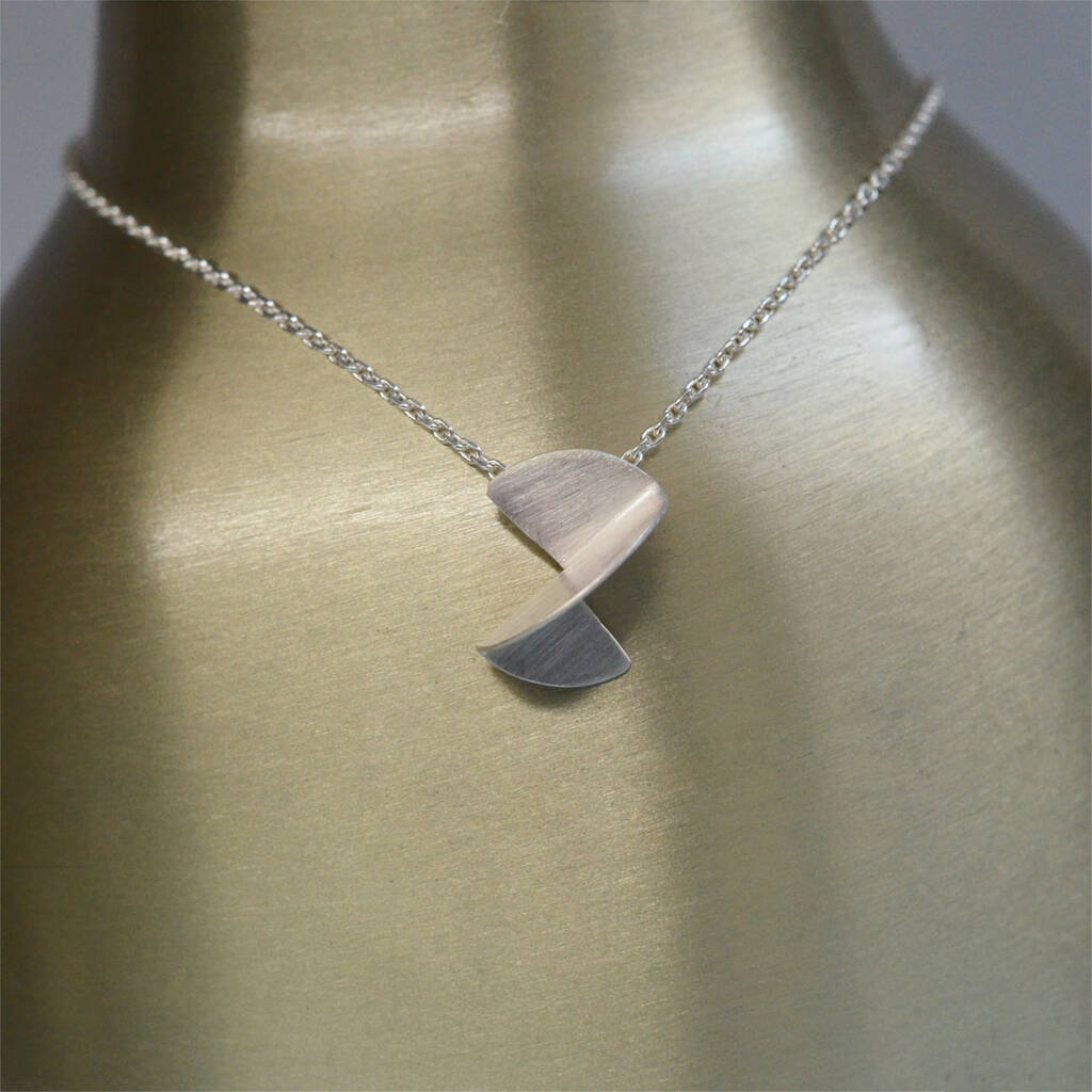 'Bauhaus' Inspired Brushed Sterling Silver Necklace, 1 of 9