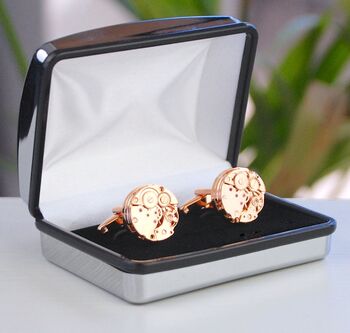Rose Gold Plated Watch Movement Cufflinks, 3 of 8