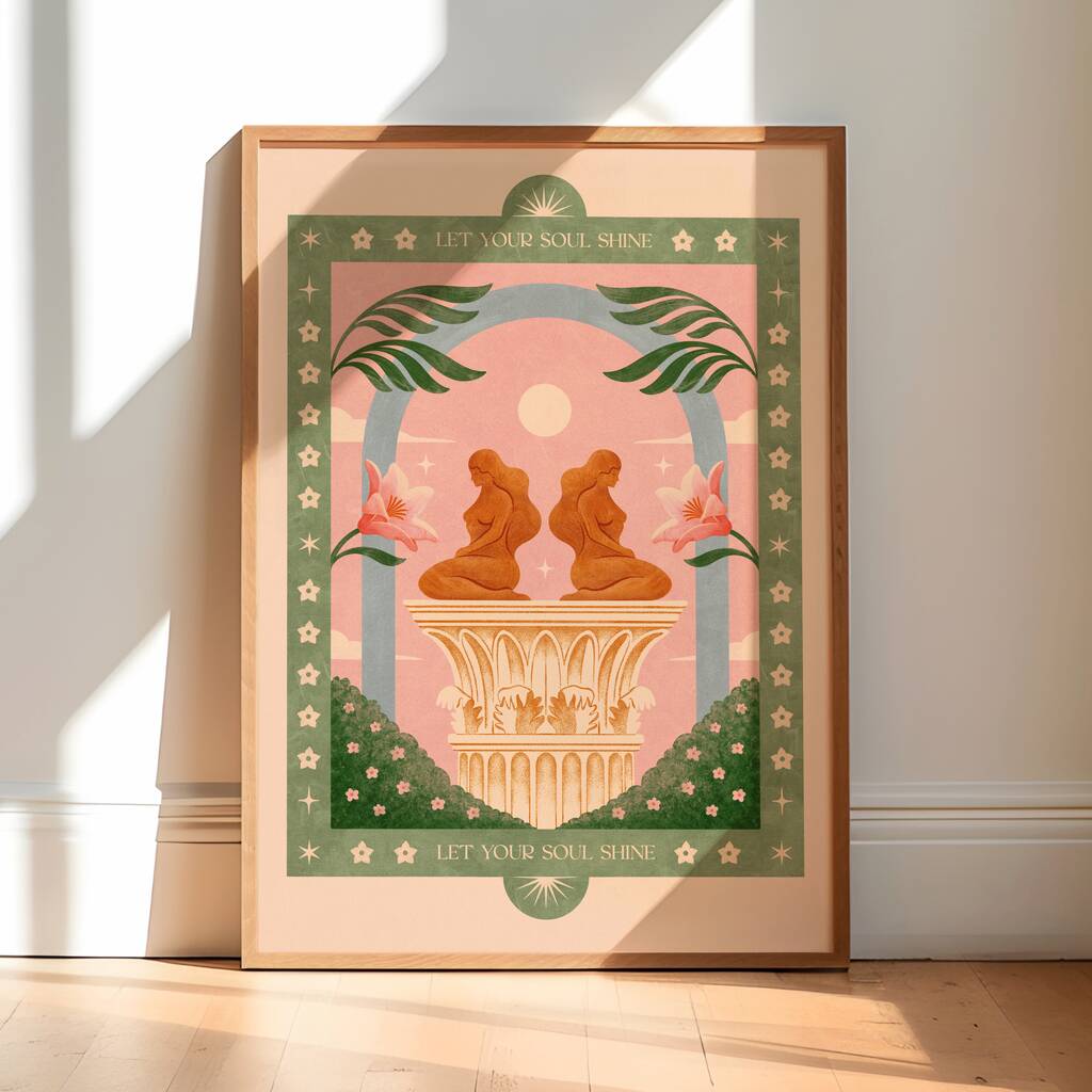 Let Your Soul Shine, Bohemian Mindfulness Poster Botanical Art Print, 1 of 3