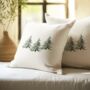Fir Tree Cushion – Cream Linen Or White Velvet Two Sizes, thumbnail 1 of 6
